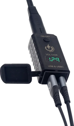 RidePower SAE to USB-C/USB Ports Adapter - Digital Voltage Indicator