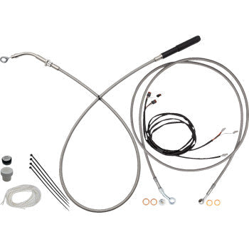 FAT BAGGERS INC. EZ Install Kit - 13"/14" Handlebars - Upper Clutch - Full Length - Braided Stainless Steel 219014