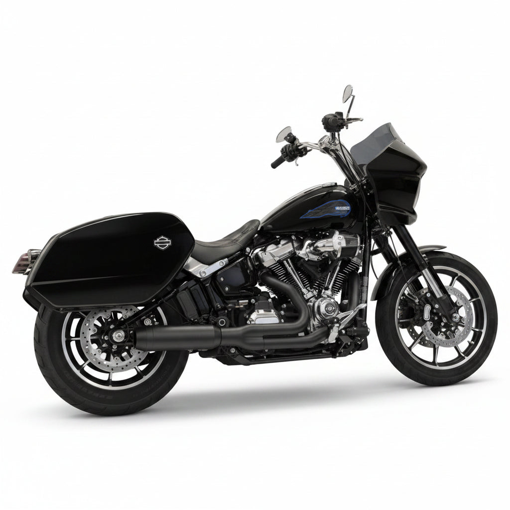 BASSANI XHAUST 1S78B 2-into-1 Road Rage Exhaust System with Superbike Muffler - 4" - Black - M8 Softail '18-CURRENT (Pre-Order)