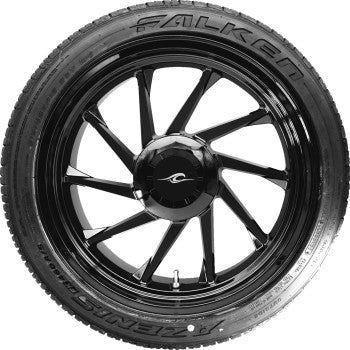 COASTAL MOTO Hurricane 3D Rear Left Wheel - Black (18") | Falken Tire (215/45ZR18) PKG-HURL-187T-SB