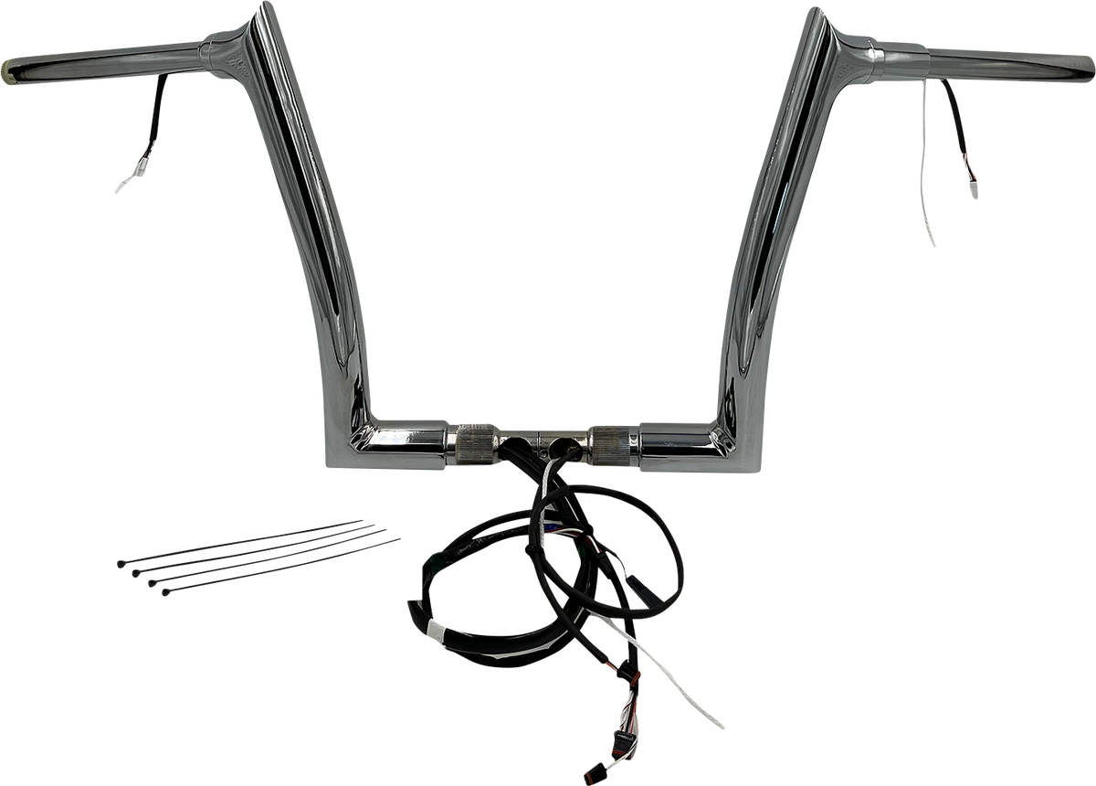 FAT BAGGERS INC. EZ Install Wired 1-1/2" Pointed Top Handlebar Kit - 12" - Chrome