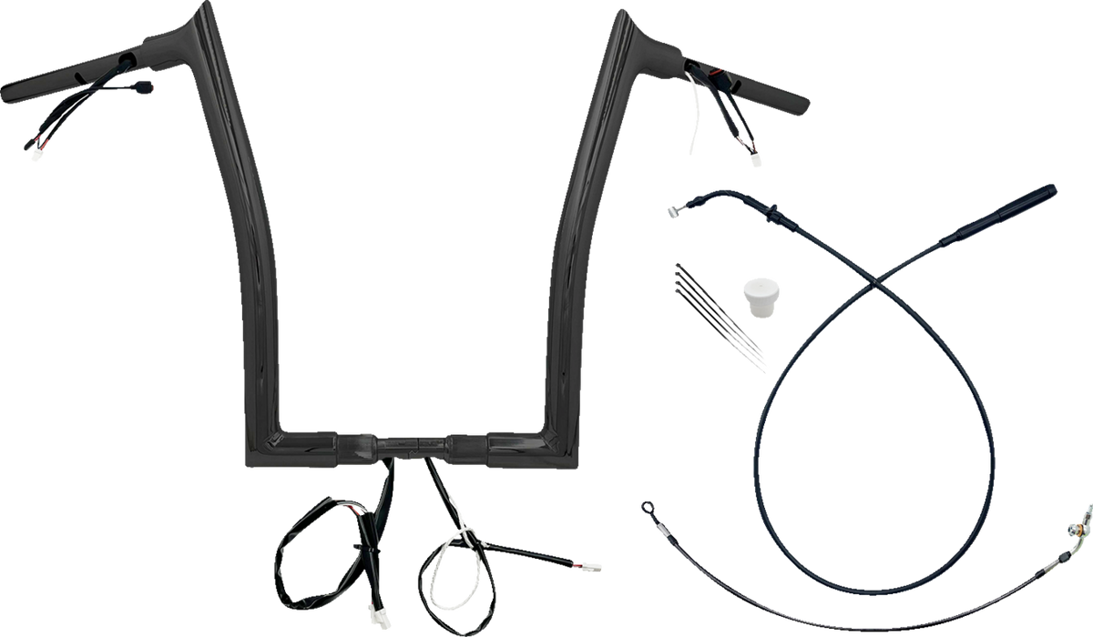 FAT BAGGERS INC. 1-1/2" EZ Install Wired Pointed Top Handlebar - 16" - Black