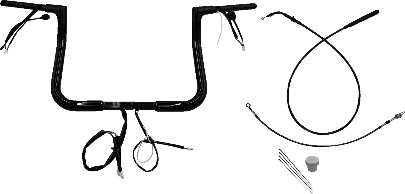 FAT BAGGERS INC. 1-1/4" EZ Install Wired Flat Top Handlebar - 11" - Black