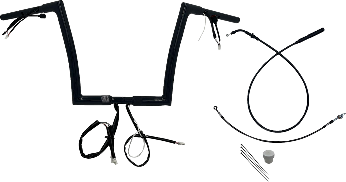 FAT BAGGERS INC. 1-1/4" EZ Install Wired Flat Top Handlebar - 12" - Black