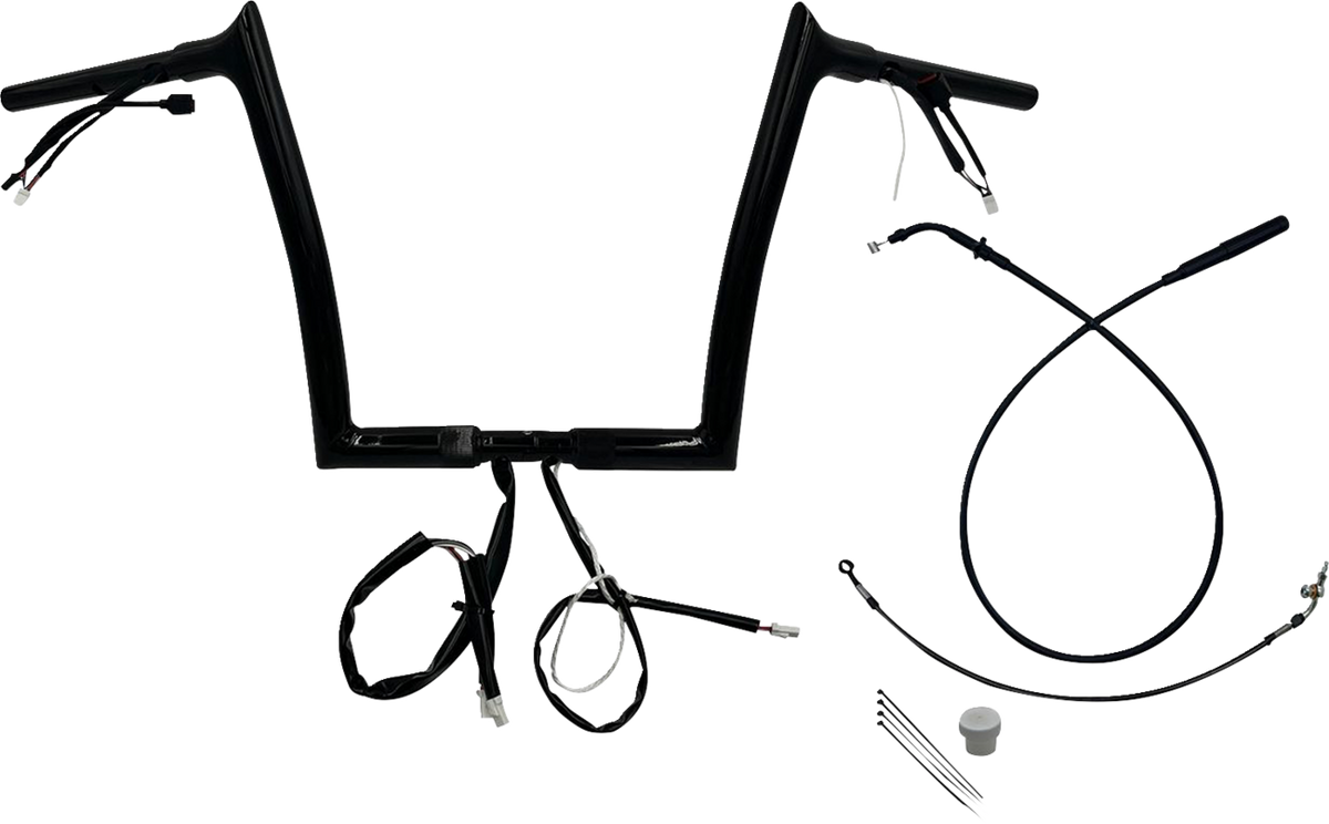 FAT BAGGERS INC. 1-1/4" EZ Install Wired Pointed Top Handlebar - 12" - Black