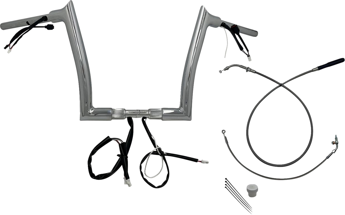 FAT BAGGERS INC. 1-1/2" EZ Install Wired Pointed Top Handlebar - 12" - Chrome