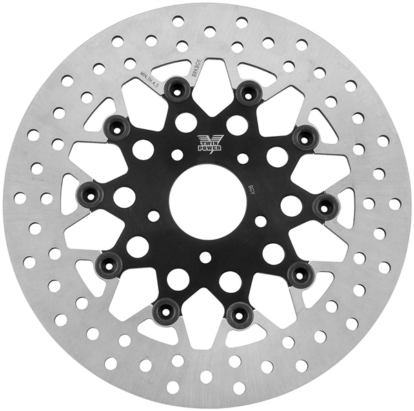 Harley Davidson XL1200C Sportster 1200 Custom '96-'13 Front Floating Mesh Black Rotor by Twin Power
