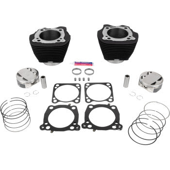 S&S CYCLE 132" Cylinder Kit - 4.500" Stroke - Wrinkle Black w/o Highlighted Fins - M8 910-0846A