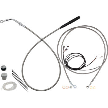 FAT BAGGERS INC. EZ Install Kit - 16" Handlebars - Upper Clutch - Full Length - Braided Stainless Steel/Chrome 219916-C