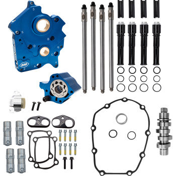 S&S CYCLE Cam Chest kit - 496 Chain Drive Cam - Oil Cooled - Black Pushtubes - M8 310-1379