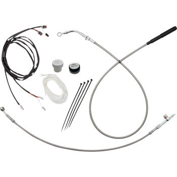 FAT BAGGERS INC. EZ Install Kit - 13"/14" Handlebars - Upper Clutch - Braided Stainless Steel/Chrome 119014-C