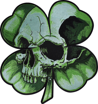 Lethal Threat Shamrock Clover Skull Embroidered Patch - Large
