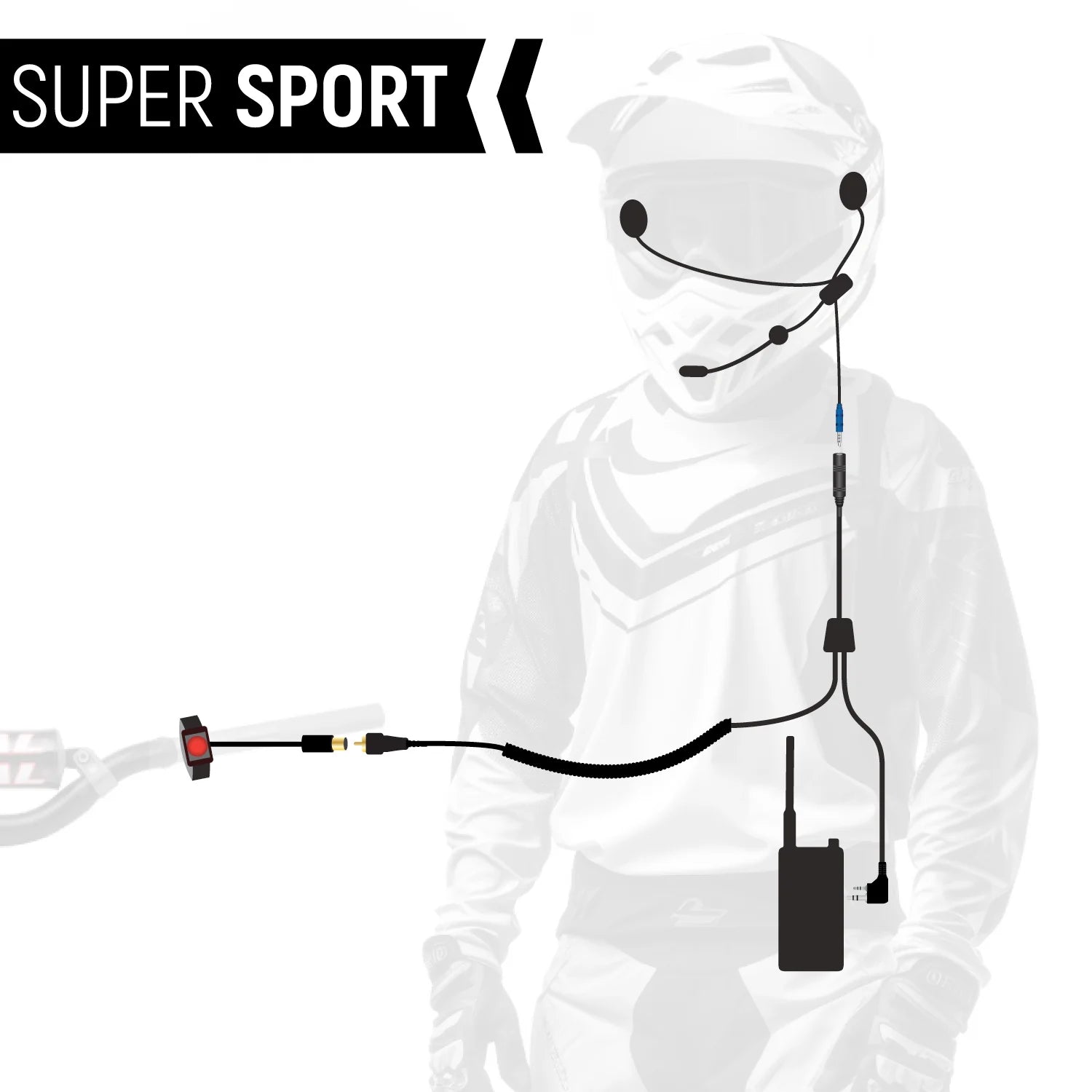 Rugged Radios SUPER SPORT Complete Moto Communication Kit w/ Lightweight SPORT Cables
