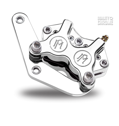 Harley FXST Softail '84-'99 Front Left/Right Chrome 4-Piston Classic Dual Caliper & Bracket for 11.5" Discs by Performance Machine