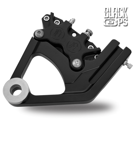Harley FXST/FLST Softail '00-'06 Rear Black Ops 4-Piston Classic Calipers & Bracket by Performance Machine