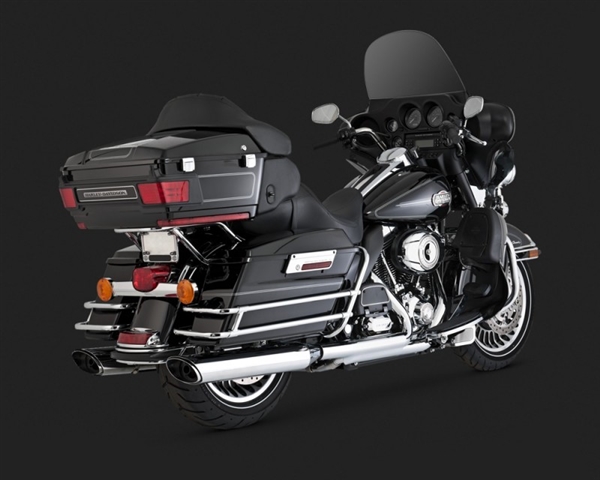 Harley Touring '09-'16 Chrome EPA Compliant Twin Slash Slip On Exhaust by Vance & Hines