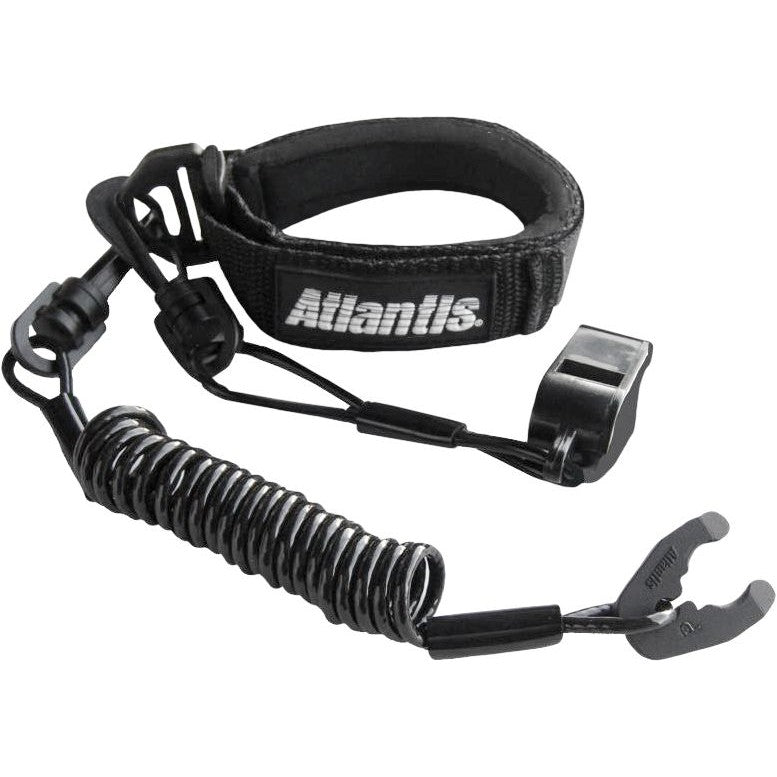 ATLANTIS PRO FLOATING WRIST LANYARD BLACK W/WHISTLE - 13-0271