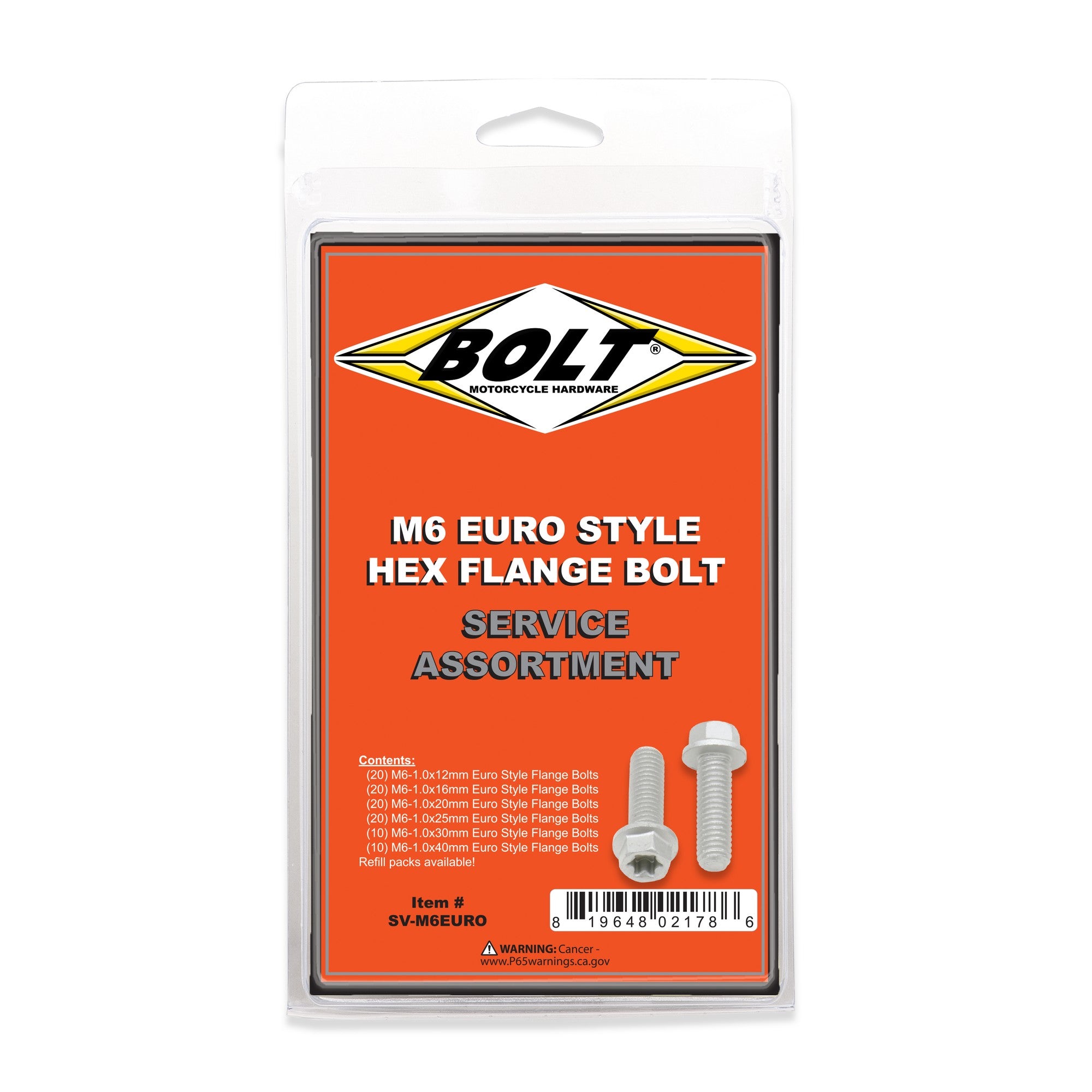 BOLT M6 EURO TORX FLANGE ASSORTMENT 100 PIECE KIT - 024-70000