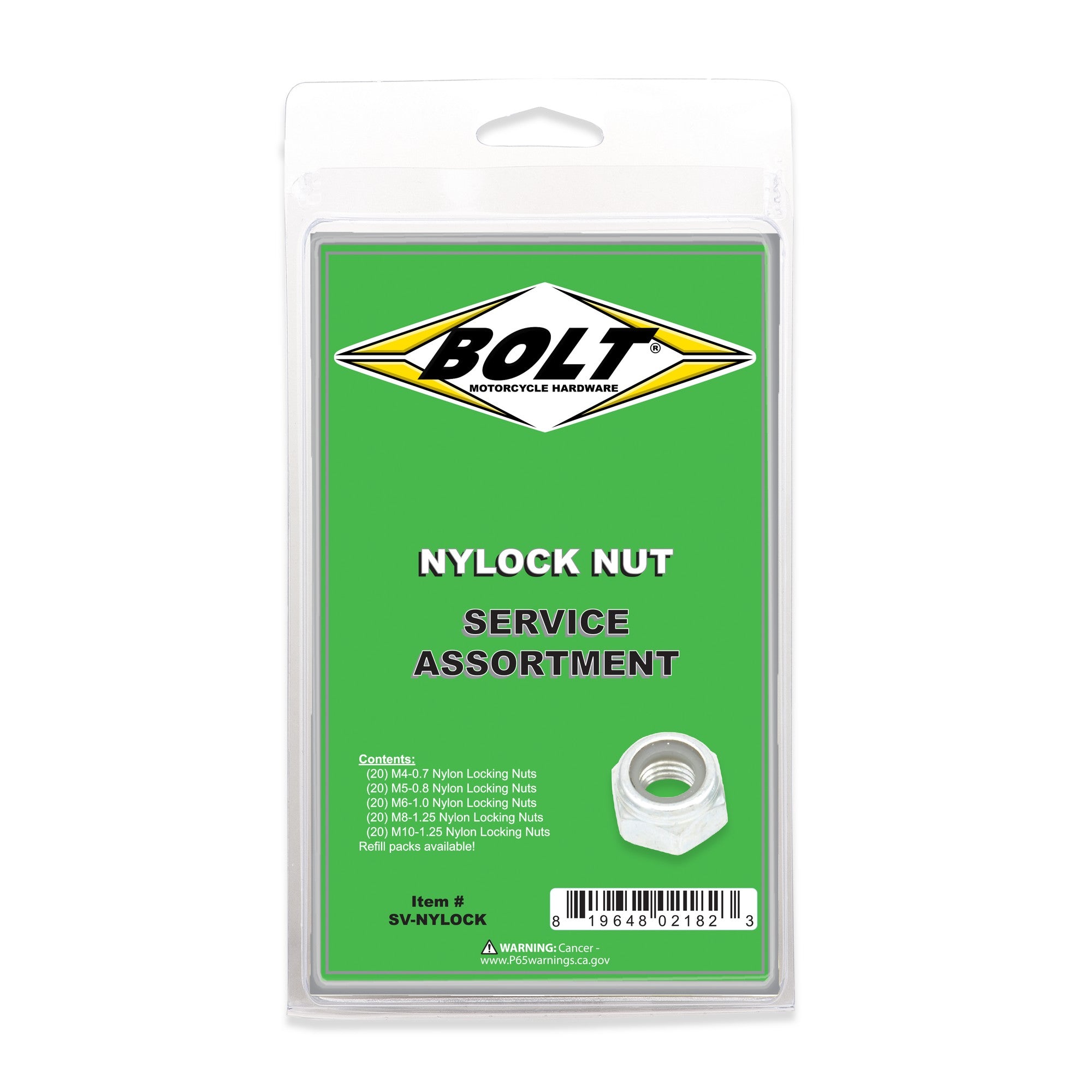 BOLT NYLON LOCKING NUT ASSORTMENT 100 PIECE KIT - 021-30000