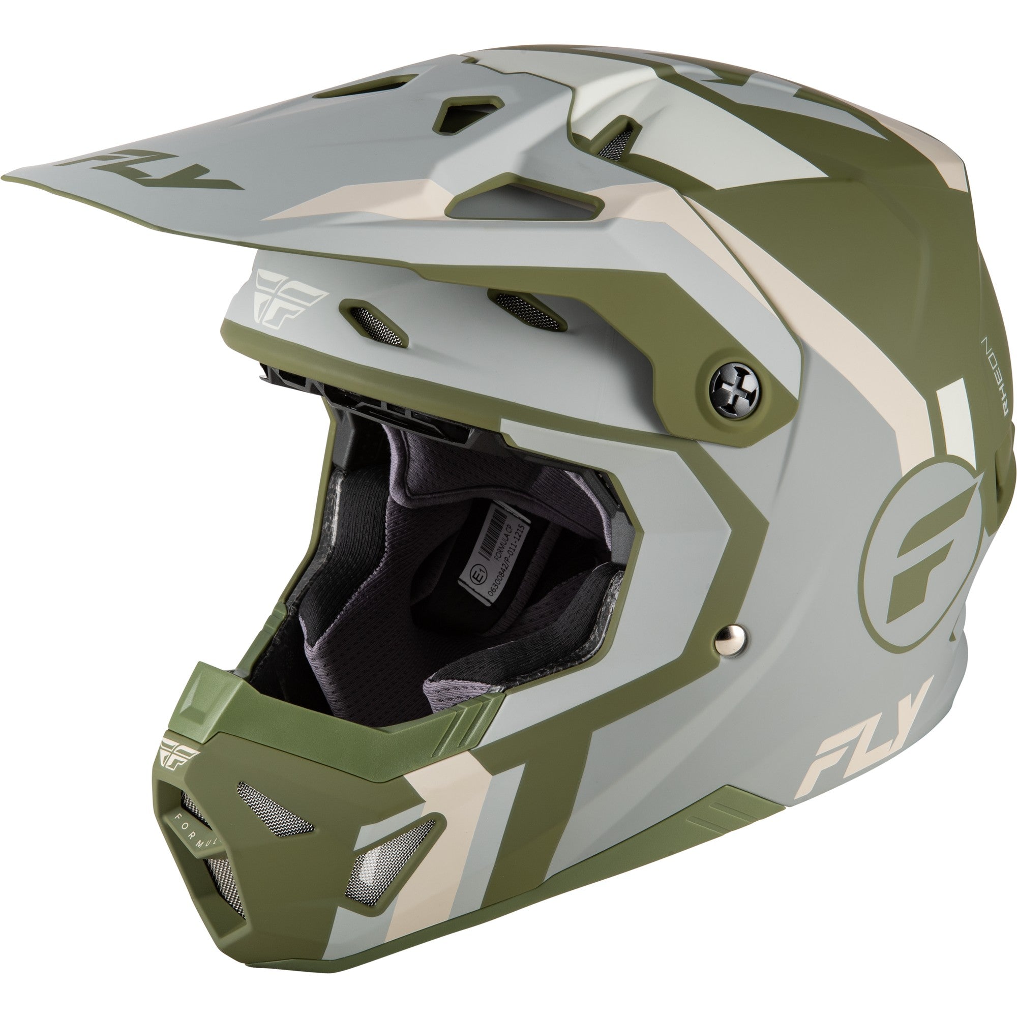 FLY RACING YOUTH FORMULA CP SEAL HELMET MATTE STONE/KHAKI/OLIVE YL - 73-0043YL