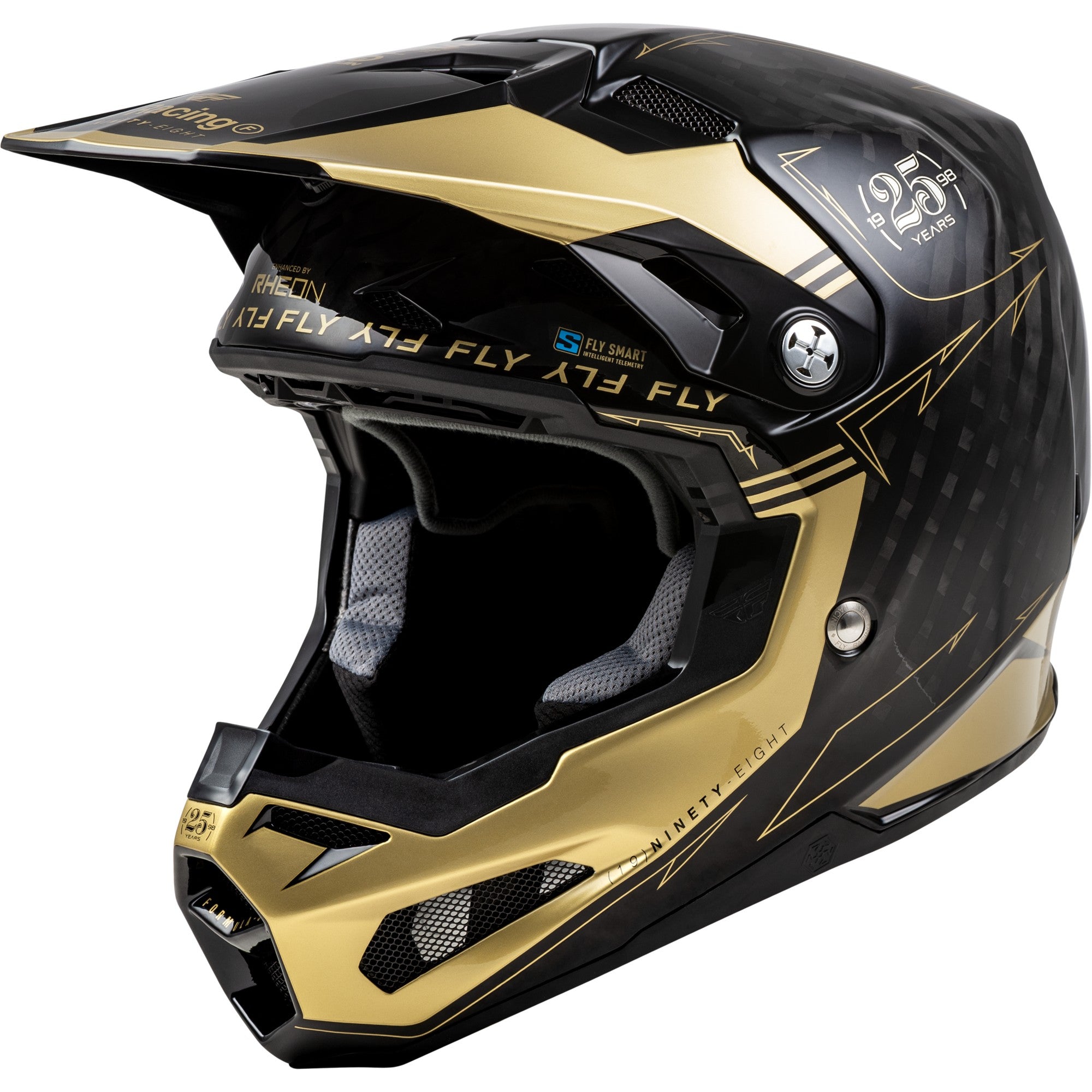 FLY RACING YOUTH FORMULA S CARBON LEGACY HELMET BLACK/GOLD YL - 73-4446YL