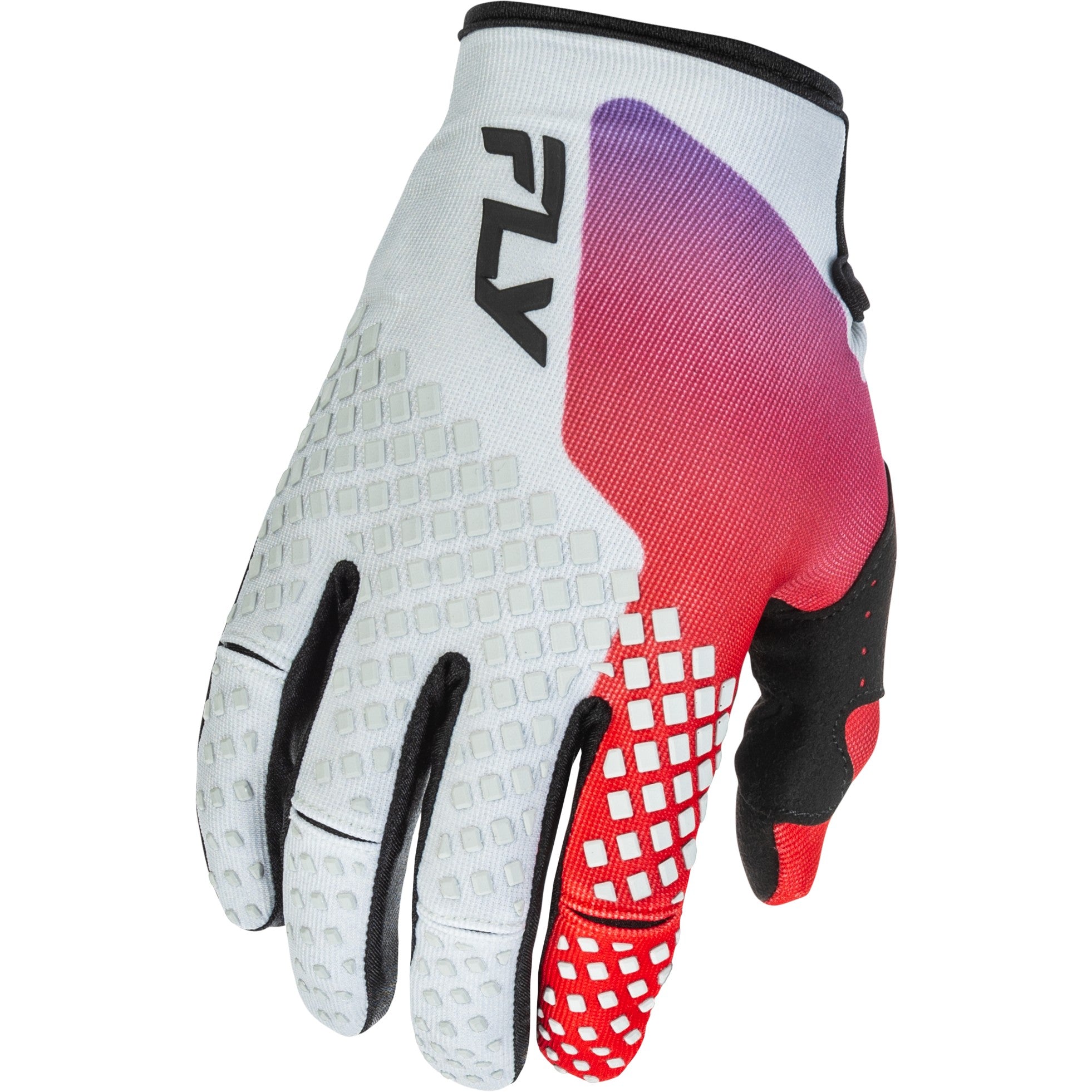 FLY RACING YOUTH KINETIC GLOVES GREY/RED/PURPLE/BLACK