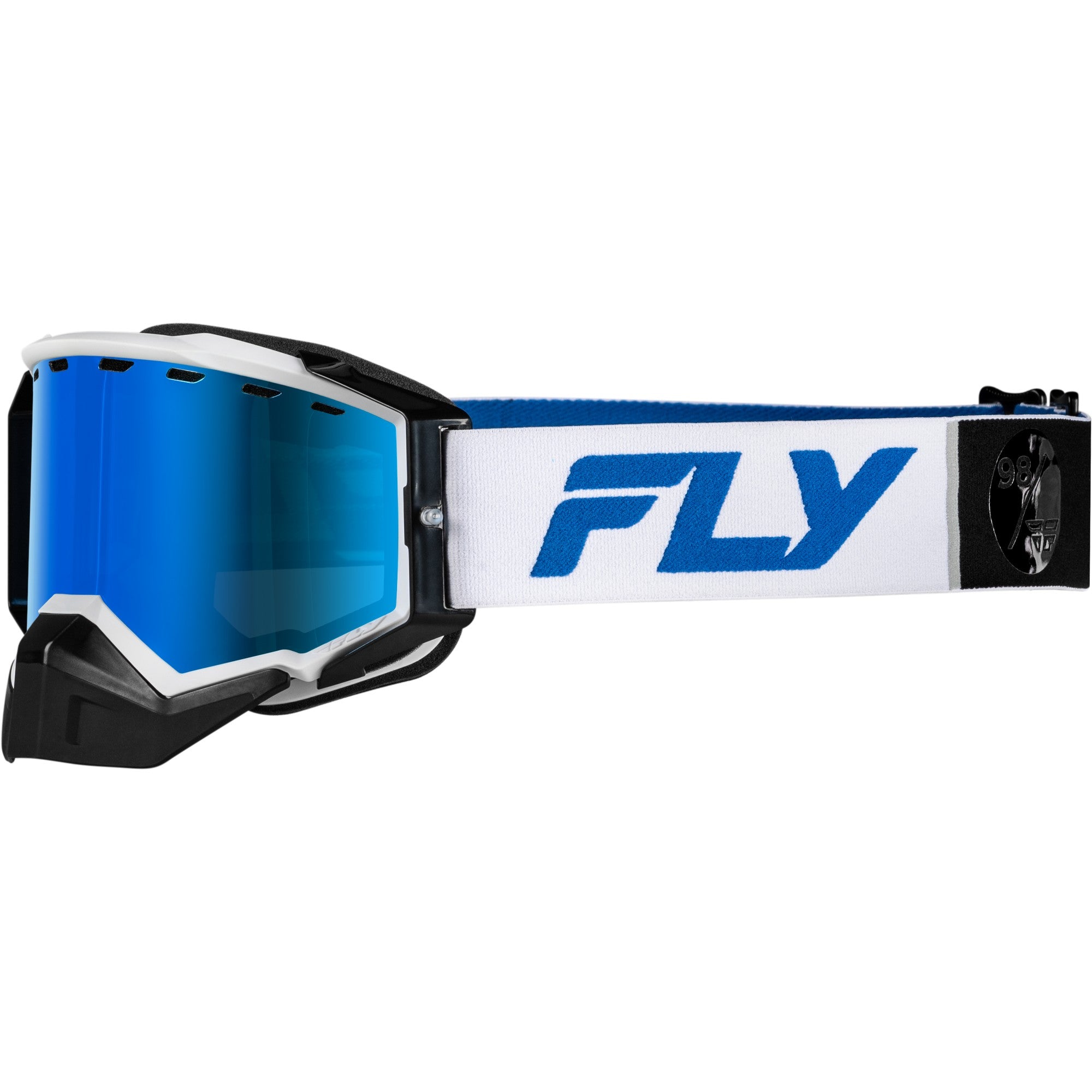 FLY RACING ZONE ELITE SNW GOGGLE WHT/BLUE W/DRK BLU MIR/PLRZD SMOKE LENS - 37-4104