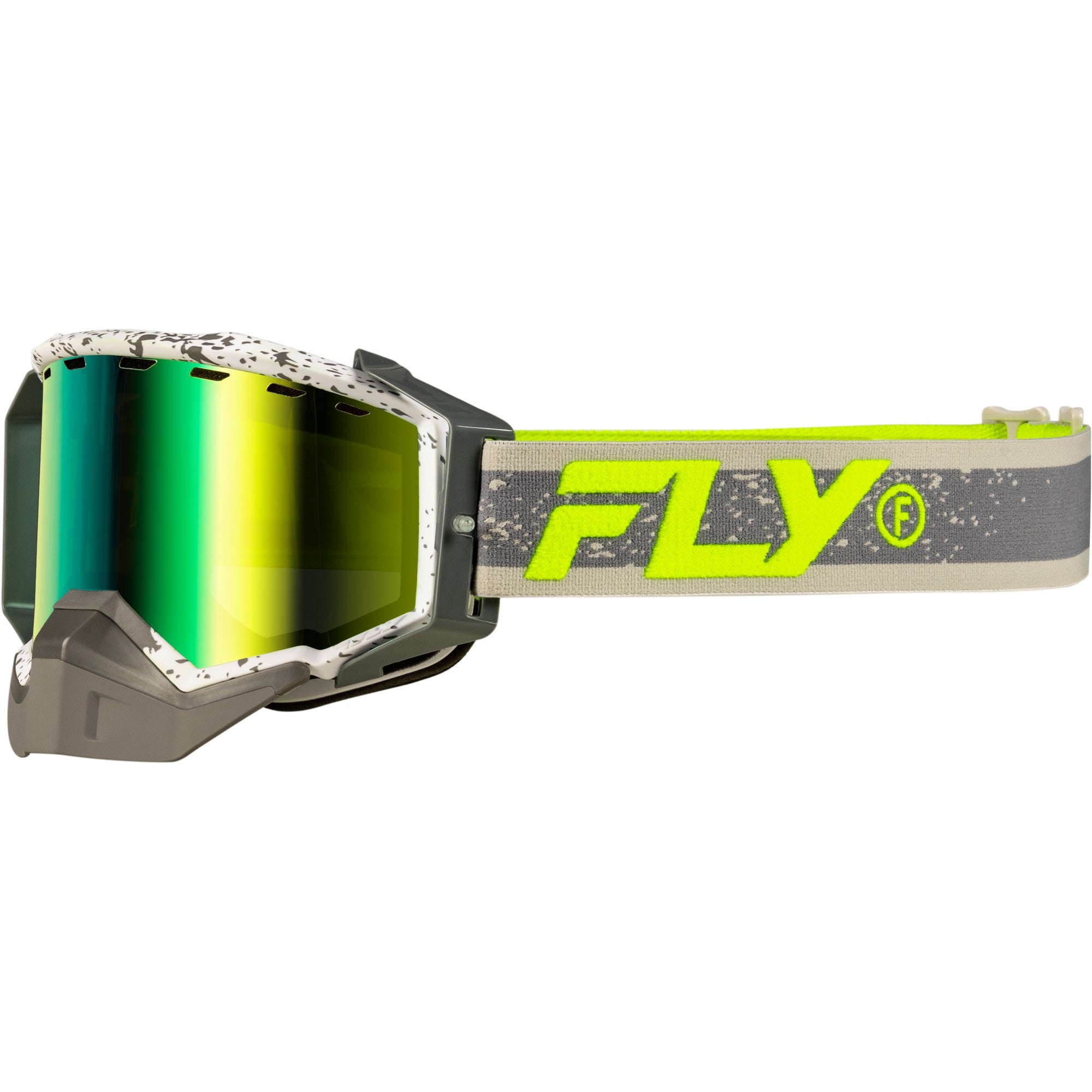 FLY RACING ZONE SNOW GOGGLE GRY/HI-VIS W/GREEN MIRROR/YELLOW LENS - 37-50281