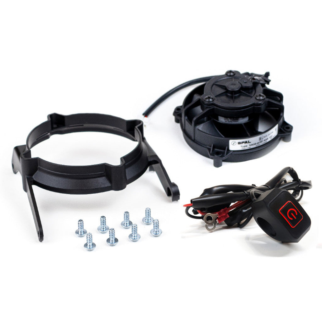 SPAL Radiator Cooling Fan and Mounting Kit w/ LED On/Off Switch for 2017+ KTM/Husky/GasGas