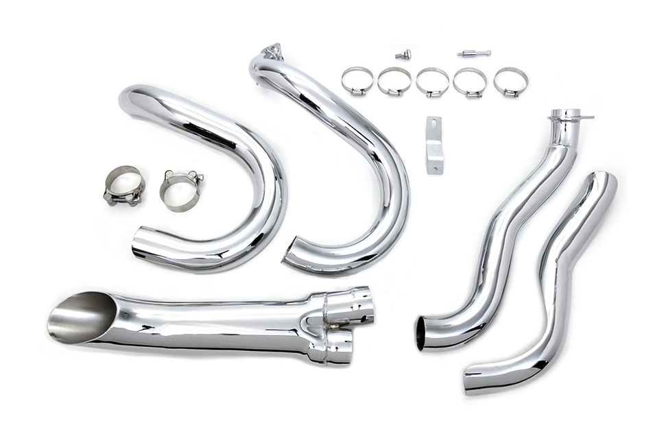 V-Twin Mfg. 2 Into 1 Exhaust Header Set For Harley FL / FX 1970-1984