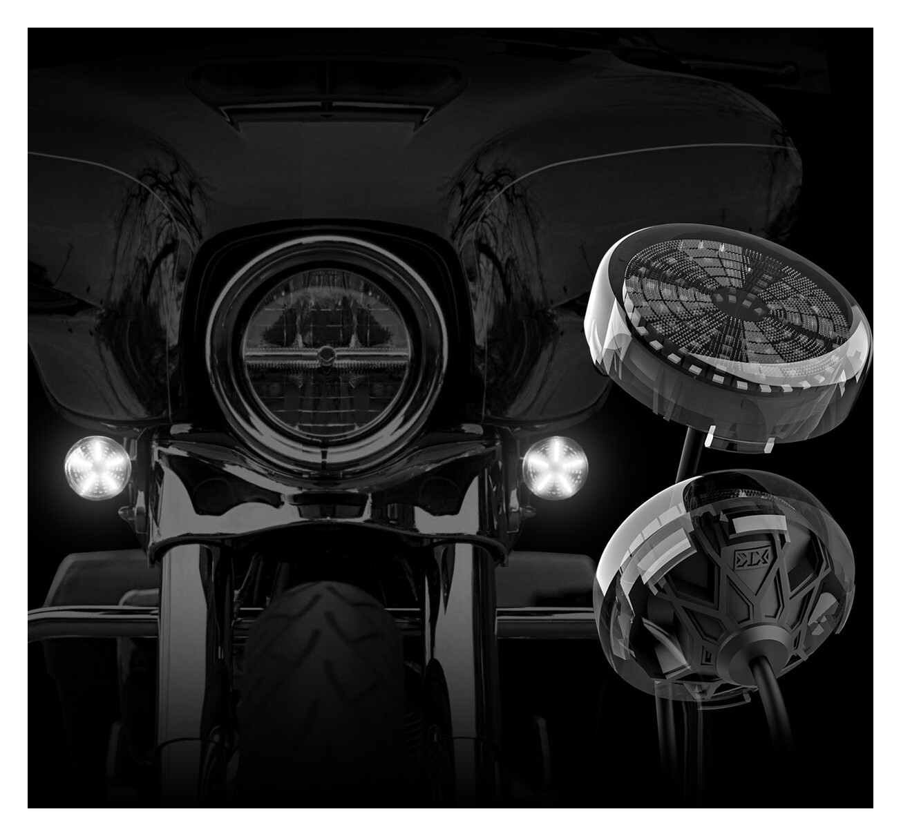XKGLOW Pro Series Mototurnz Bullet Front Turn Signals For Harley 2000-2025
