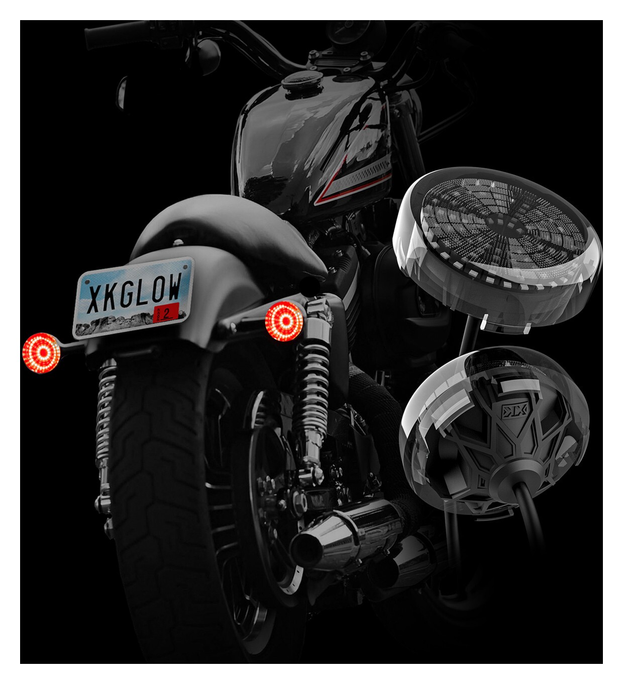 XKGLOW Pro Series Mototurnz 1157 Flat Style Rear Turn Signals For Harley